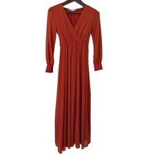 BALTIC BØRN Rust Orange Long Sleeve Faux Wrap Maxi Dress XS