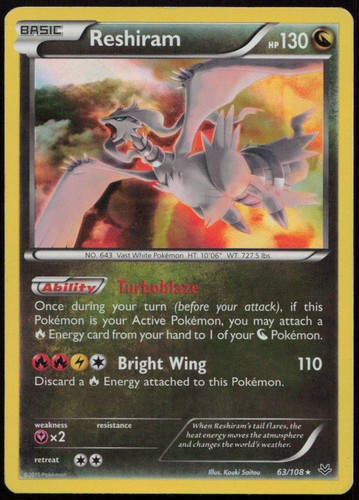 Reshiram 63/108 HP Roaring Skies Rare Holo Pokemon