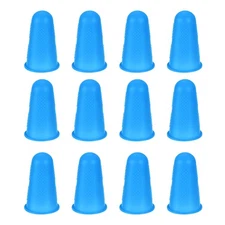 Silicone Finger Protectors, Finger Cover, Blue, Large Size, 12 Pcs