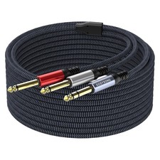 15FT Insert Cable TRS to Dual TS Mono Y Splitter New