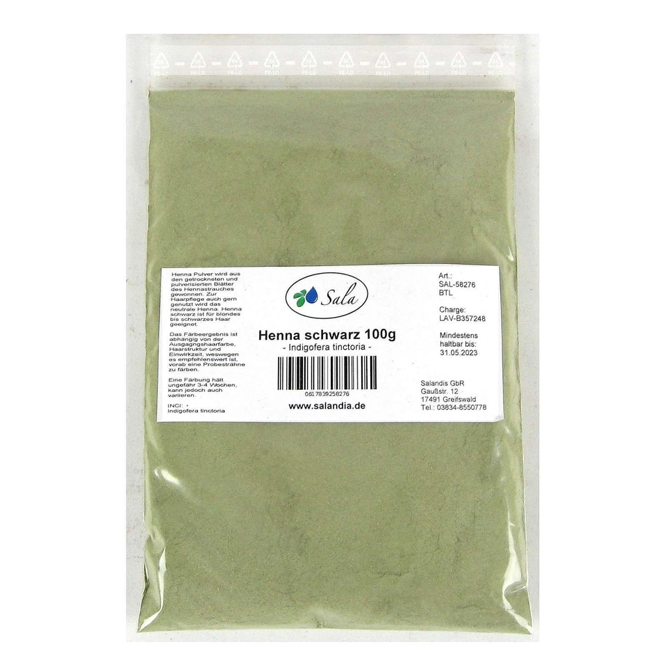 Sala Henna Pulver Hennapulver Haarfarbe Haarfärbemittel schwarz 100 g Beutel - Bild 1 von 1