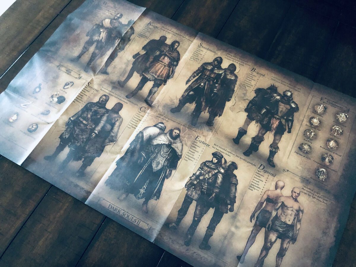 Dark Souls II 2 Collector's Edition Map + Character Class Poster Double  Sided