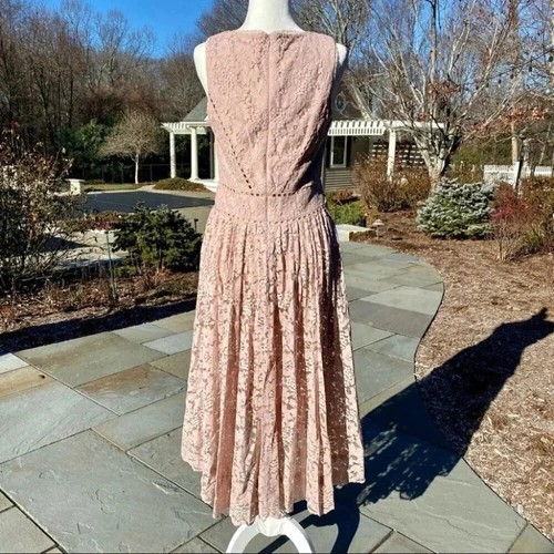 NWT BHLDN Perri Pleated Lace V-Neck Dress in Light Pink Blush Sz 10 - Picture 9 of 13