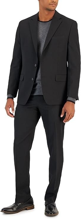 $395 Van Heusen Men's Black Flex Plain Slim Fit Suit 40 R 33