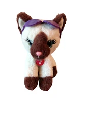 Just Play Barbie Siamese Kitty Cat Plush Sunglasses Glitter Blue Eyes 6"