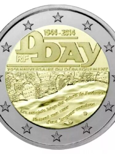 Moneda de Francia 2€ 2014 comm. 70 años de aterrizaje del día D nuevo UNC de Roll Segunda Guerra Mundial - Imagen 2 de 4