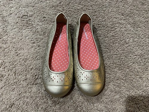 HANNA ANDERSSON Disa BALLET FLATS Gold Metallic Perforated Girls Size 3 M Foam - Picture 3 of 8