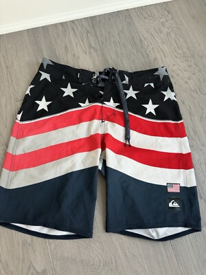 Quiksilver Highline four-way stretch men s American flag swimwear trunks