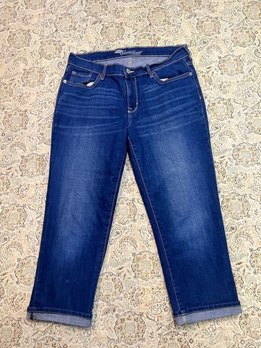 Old Navy Womens Sz 8 Reg Sweetheart Capris Cuffed Stretch  Mid Rise Jeans Blue - Picture 1 of 10