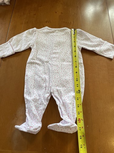 Kissy Kissy NWT White/Pink Hearts Pima Crochet Edged Snap Front Footie-0-3Mos - Picture 8 of 9