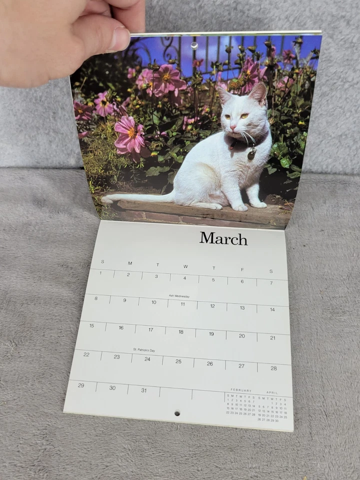Mini calendario vintage 1987 gatos y gatitos prensa prado largo arte de gato coleccionable Foto 3 de 4