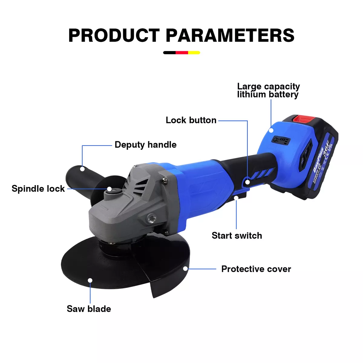 Portable Cordless Angle Grinder Cutting Tool with Battery & Charger Heavy  Duty