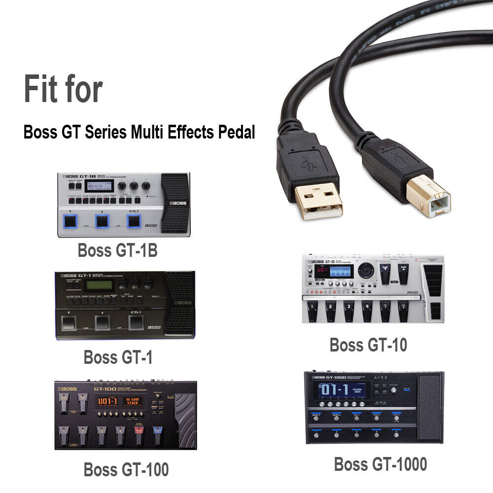 USB 2.0 B Data Cable For BOSS GT-1 GT-1B GT-10 GT-100 GT-1000 Multi-effect  Pedal