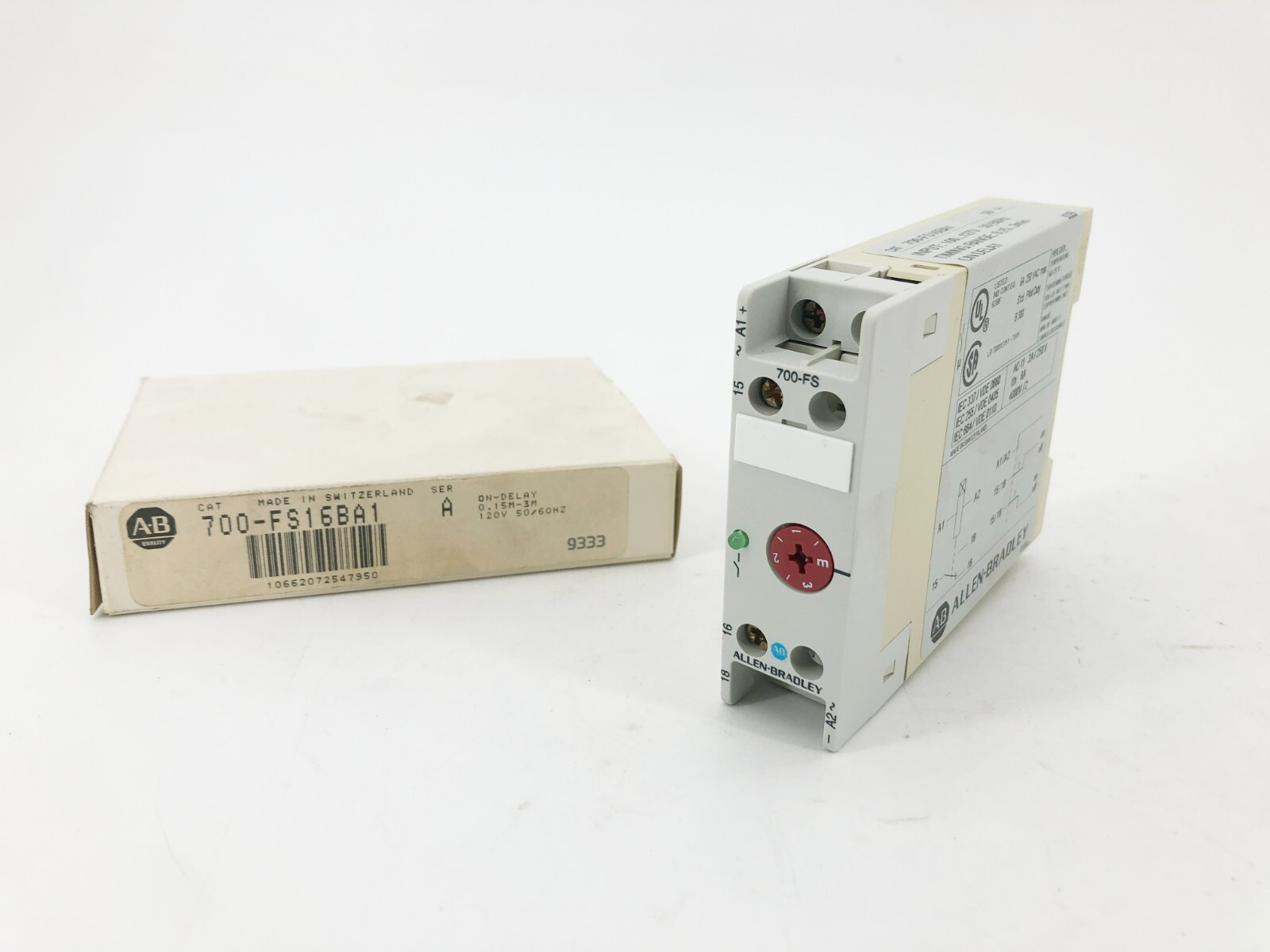 New Allen Bradley 700-FS16BA1 Ser. A Timing Relay 250VAC 3A 0.15-3min On-Delay