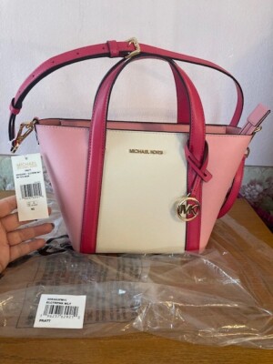 Michael Kors Carnation/Electric Pink Colorblock Pratt Saffiano Leather Purse/NWT