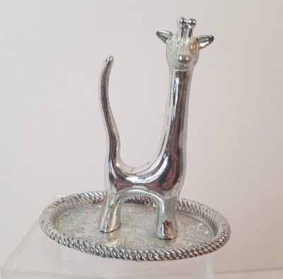 Vintage, Silver Plated Giraffe Ring Holder, Jewelery, Trinket Display, 4