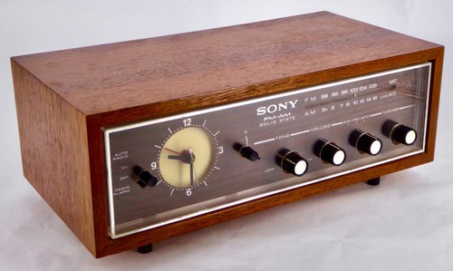 1960s SONY Analog Clock Radio 8FC-45 AM FM Oak Veneer Great Sound Variable Tone - Picture 4 of 8