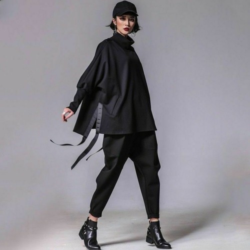 Women Harem Pants Baggy Trousers Elastic Waist Drop Crotch Loose Long Black - Picture 12 of 12
