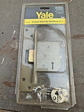 YALE Insurance 5 Lever Deadlock, 2 Keys  2.1/2'' White Brass facing