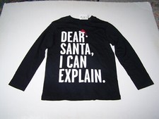 NWT Children's Place Boy's Shirt Long Sleeve Tee Size M 7/8 Black Dear Santa