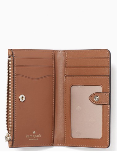 NWT Kate Spade Leila Small Slim Bifold Leather Wallet Warm Gingerbread WLR00395 - Picture 3 of 3