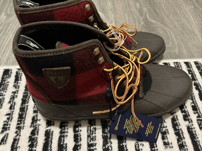 Polo Ralph Lauren Lace-Up Duck Boots Red Tartan Plaid Men's Size: 12 NWT