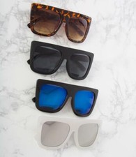 Oversized Square Sunglasses Retro Flat Top Shades Glasses