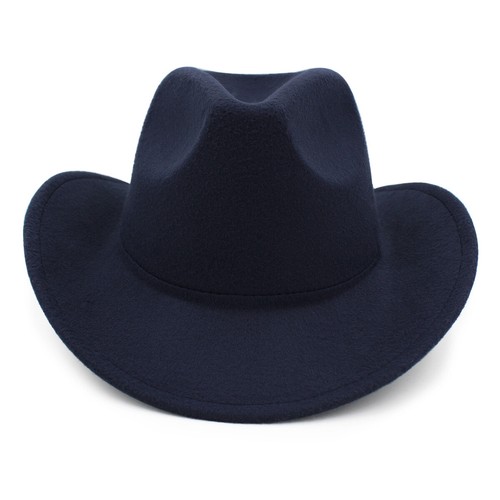 Men Women Classic Solid Color Felt Fedora Panama Cowgirl Cowboy Hat - Picture 15 of 20