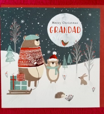 Frohe Weihnachten Opa Grußkarte Frohe Schnee Szene Familie traditionelle Bären