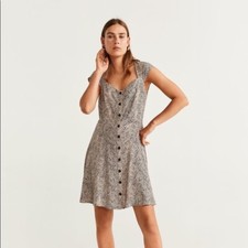 Mango Animal Printed Pink Summer Dress Size 2 (XS-S)