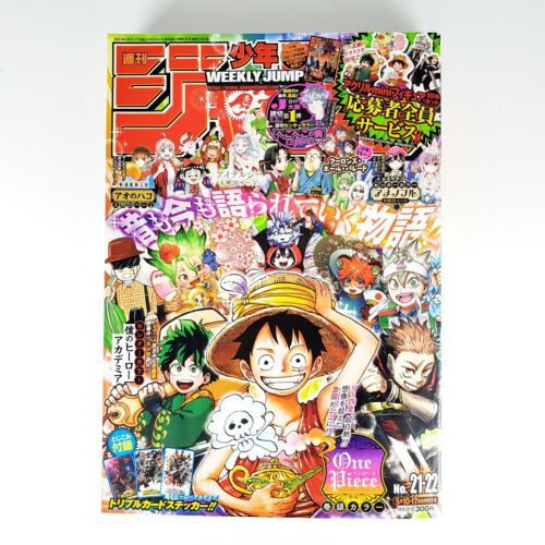 Weekly Shonen Jump 2021 No.21-22 OnePiece Cover w/ 3 card stickers MHA - Picture 1 of 6