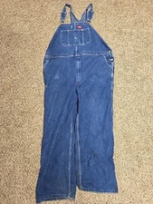Dickies Mens Denim Bib Overalls Carpenter Work 50x30 Cotton 83294NB Jeans Pants 