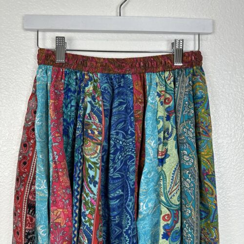 Einzigartiger Boho Patchwork Seide Maxirock Damen klein bunt Festival Gypsy - Bild 5 von 9