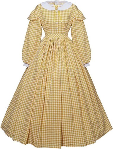 Civil War Womens Victorian Dress Plaid Dickens Ball Dress Oktoberfest Dress - Picture 16 of 16