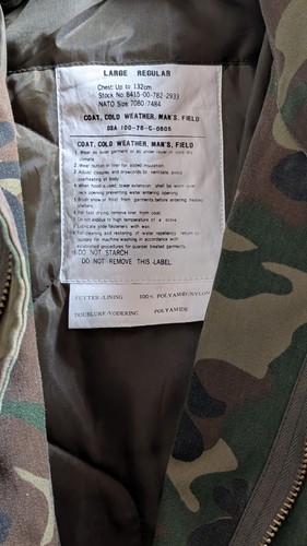 US Army M 65 Feldjacke - Cold Weather Woodland Gr. L mit Liner / Thermofutter - Bild 8 von 9