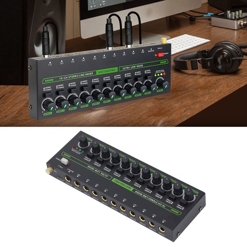 MIX1000 10 Channel Stereo Mixer With RGB Light Low Noise Stereo Mono Switchi Hot - Photo 7/18