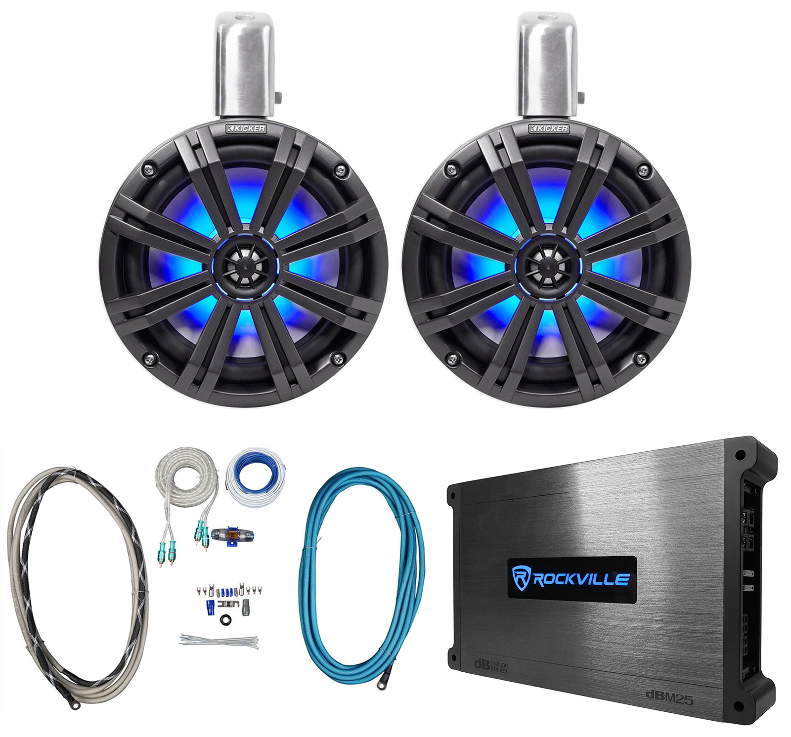 Пара динамиков KICKER 45KMTC8 8 мощностью 600 Вт для морской вейкборда 2-канальный усилитель 12759000₽