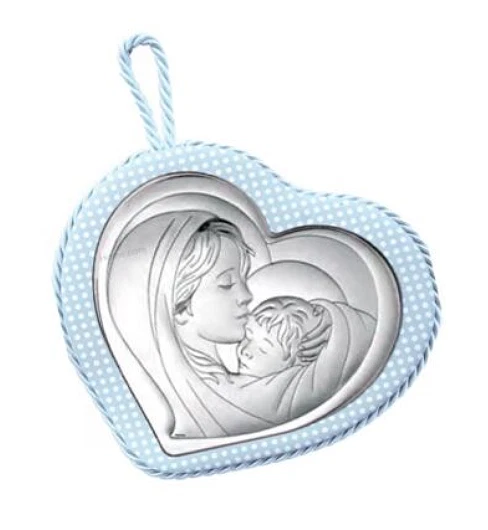 Medallón Cuna Azul O Rosa Maternidad Madonna Plata Con Melodía Ninna Nanna - Image 1 of 1
