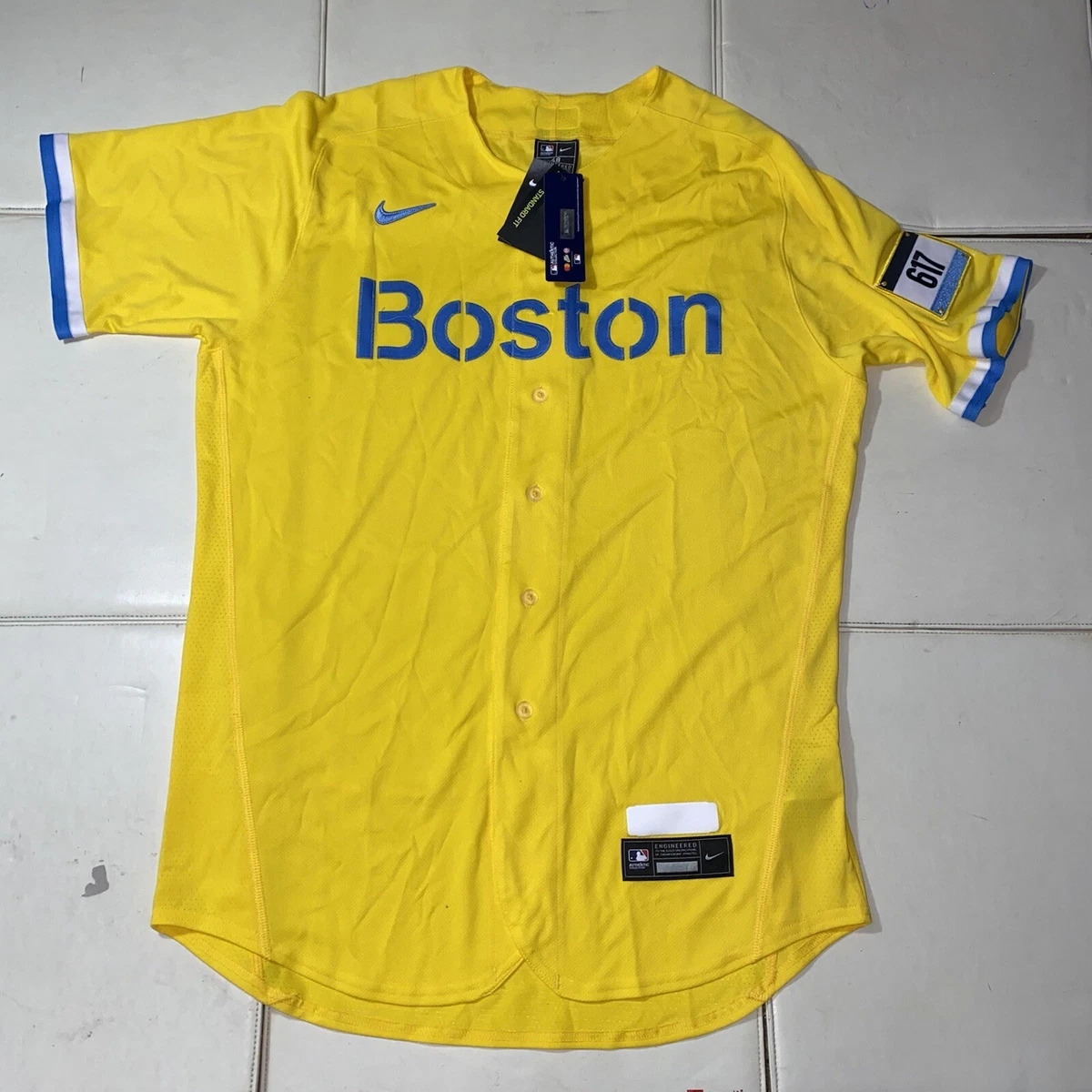 Boston Red Sox Nike 2021 City Connect Authentic Jersey - Gold/Light Blue Sz  48