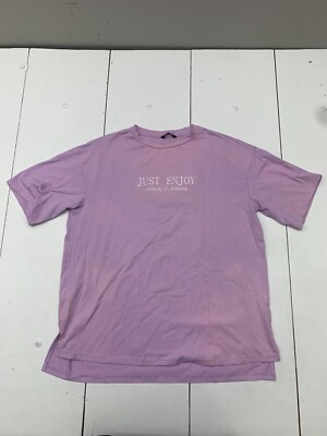 Shein Womens Purple ''Just Enjoy, Nothing Is Forever'' Short Sleeve Shirt Size S