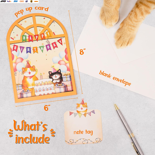 Happy Birthday Cat Lovers 3D Popup Card – Handmade Elegant Kitty Birthday Card f - Picture 4 of 8