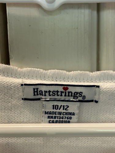 Hartstrings Girls Cardigan White Sweater Sz 10 12 Scallop Trim Embroidered Cute - Picture 3 of 11