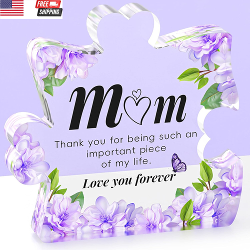 Mom Gifts from Daughter Son, Engraved Acrylic Block Puzzle Present 3.7 * 3.9 Inc