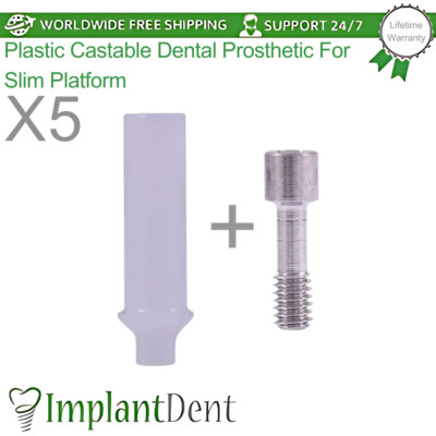 5x Dental Rotational Castable Prosthetic For Slim Platform Int Hex 2.0mm