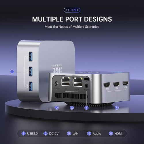 4K UHD Mini PC INTEL N100 16GB DDR4 512GB SSD ROM 2.4G/5G Windows 11 PRO WIFI BT