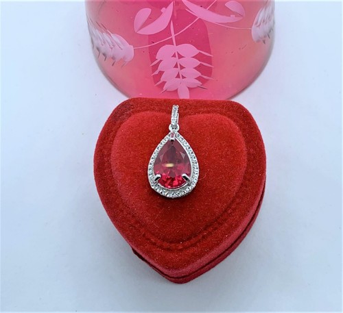 4,6 ct zertifizierter beheizter roter Almandit Granat Anhänger in w. vergoldetem Sterling - Bild 10 von 12