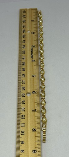 Schöne goldfarbene Kunstperlen mit Twist Chain Armband 8" Länge schön - Bild 10 von 11