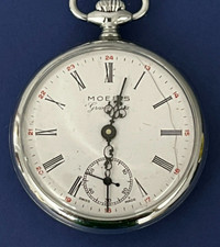 Moeris Grand Prix 17j Swiss movement pocket watch w aviation engravement runs