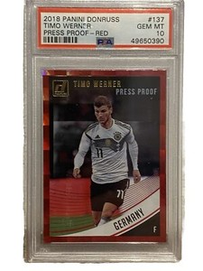 2018-19 Panini Donruss Press Proof Red Timo Werner #137 PSA 10 GEM MT