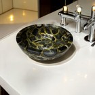 Black Agate Round Vessel Sink Bowl, Agate Wash Basin Sink For Bathroom Decor